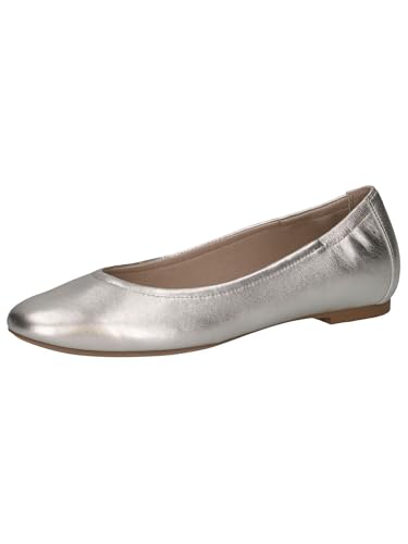 CAPRICE Damen Ballerinas aus Leder Elegant, Silber (Pearl Metallic), 40.5 EU von CAPRICE