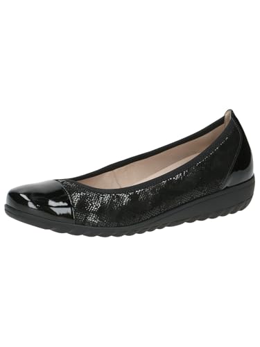 CAPRICE Damen Ballerinas aus Leder mit Keilabsatz, Schwarz (Black Comb), 42 EU von CAPRICE
