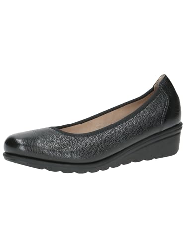 CAPRICE Damen Ballerinas aus Leder mit Keilabsatz, Schwarz (Black Nappa), 38 EU von CAPRICE