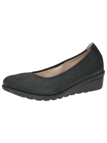 CAPRICE Damen Ballerinas aus Leder mit Keilabsatz, Schwarz (Black Pearl), 37 EU von CAPRICE
