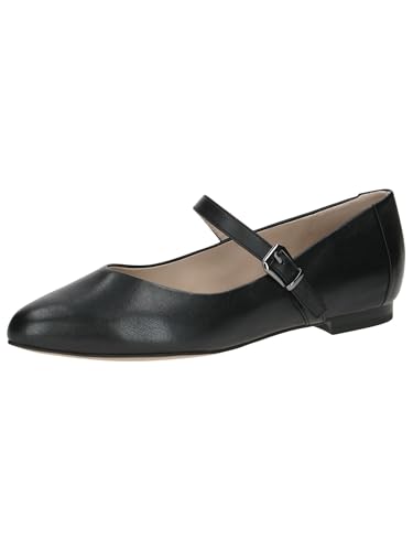 CAPRICE Damen Ballerinas aus Leder mit Klettverschluss, Schwarz (Black Nappa), 42 EU von CAPRICE