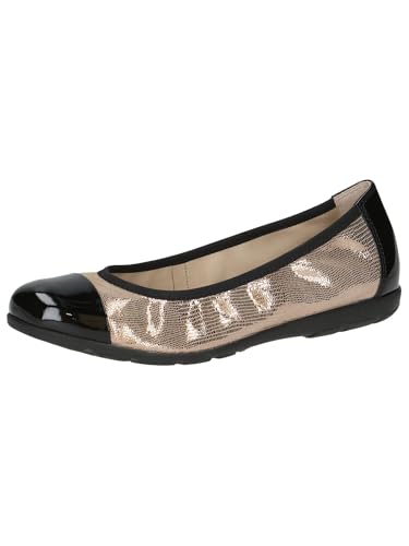CAPRICE Damen Ballerinas aus Leder mit Lack, Mehrfarbig (Taupe Rep Comb), 37 EU von CAPRICE
