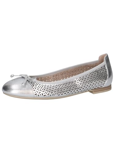 CAPRICE Damen Ballerinas aus Leder mit Lochmuster, Silber (Silver Metal.), 40 EU von CAPRICE