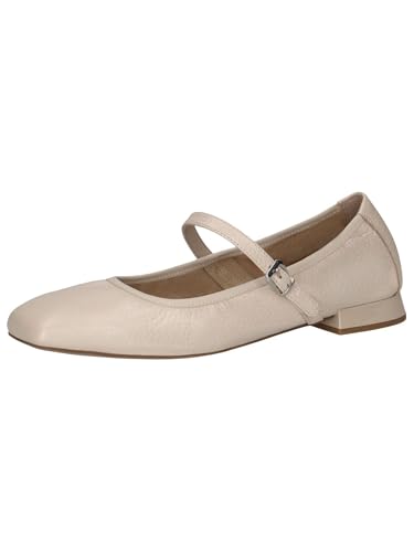 CAPRICE Damen Ballerinas aus Leder mit Riemen, Beige (Ecru Perl.Deer), 39 EU von CAPRICE