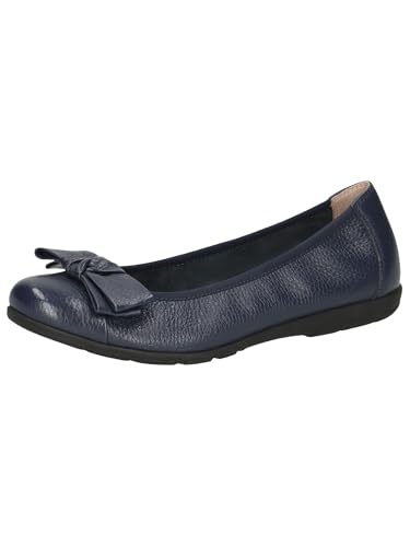 CAPRICE Damen Ballerinas aus Leder mit Schleife, Blau (Ocean Deer), 39 EU von CAPRICE
