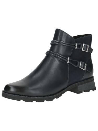 CAPRICE Damen Chelsea Boots aus Leder mit Schnallen, Blau (Ocean Comb), 40.5 EU von CAPRICE