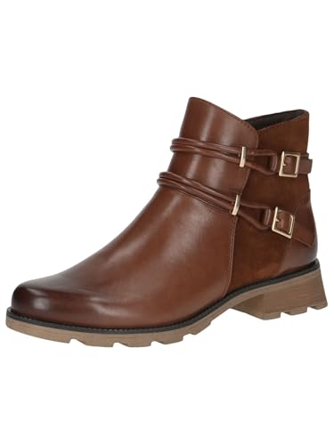 CAPRICE Damen Chelsea Boots aus Leder mit Schnallen, Braun (Cognac Comb), 37.5 EU von CAPRICE