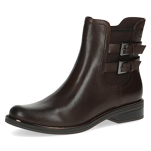 CAPRICE Damen Chelsea Boots aus Leder mit Schnallen und Reißverschluss Weite G, Braun (Dk Brown Nappa), 37.5 EU von CAPRICE