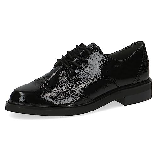CAPRICE Damen Schnürschuhe aus Leder mit Blockabsatz, Schwarz (Black Naplak), 38 EU von CAPRICE