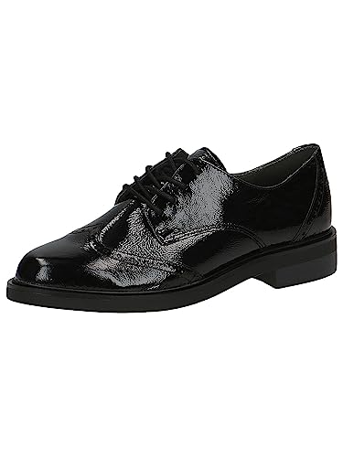 CAPRICE Damen Schnürschuhe aus Leder mit Blockabsatz, Schwarz (Black Naplak), 38.5 EU von CAPRICE