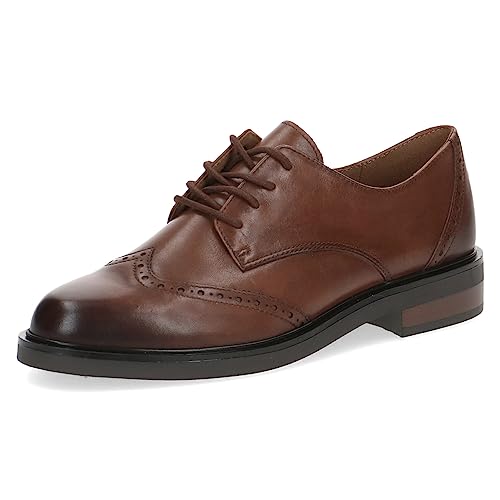 CAPRICE Damen Schnürschuhe aus Leder mit Blockabsatz, Braun (Cognac Nappa), 37.5 EU von CAPRICE