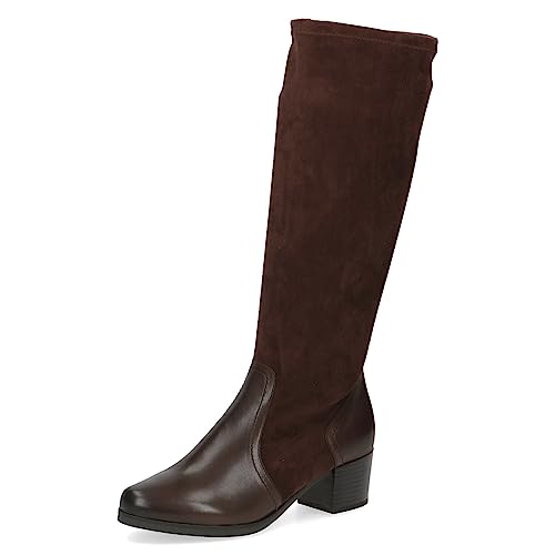 CAPRICE Damen Hohe Stiefel mit Absatz Airmotion aus Leder bis zum Knie Weite G, Braun (Dk Brown Comb), 37.5 EU von CAPRICE