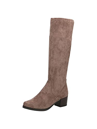 CAPRICE Damen Hohe Stiefel mit Absatz Airmotion bis zum Knie Blockabsatz Weite G Vegan, Braun (Cafe Stretch 1), 38 EU von CAPRICE