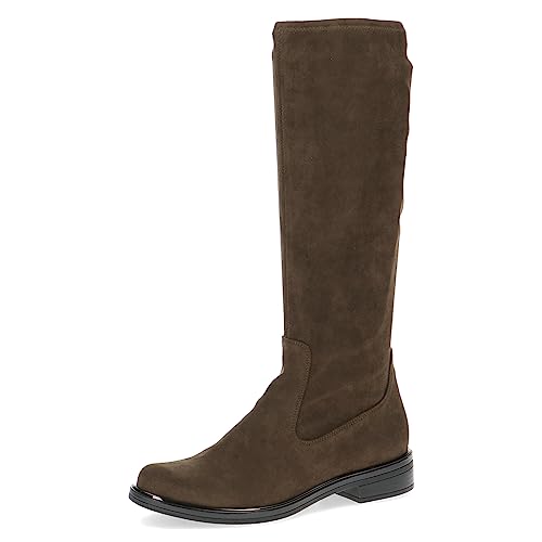 CAPRICE Damen Hohe Stiefel ohne Absatz Airmotion Flach bis zum Knie Weite G, Grün (Khaki Stretch), 38 EU von CAPRICE