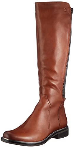 CAPRICE Damen Hohe Stiefel ohne Absatz Airmotion aus Leder bis zum Knie Weite G, Braun (Cognac Comb 1), 37.5 EU von CAPRICE