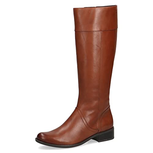 CAPRICE Damen Hohe Stiefel ohne Absatz Airmotion aus Leder bis zum Knie Weite G, Braun (Cognac Nappa), 37.5 EU von CAPRICE