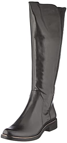 CAPRICE Damen Hohe Stiefel ohne Absatz Airmotion aus Leder bis zum Knie Weite G, Schwarz (Black Comb 1), 38.5 EU von CAPRICE