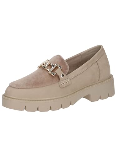CAPRICE Damen Loafer mit Absatz Blockabsatz Elegant, Beige (Beige Nubuc), 41 EU von CAPRICE