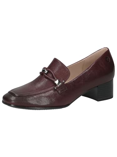 CAPRICE Damen Loafer mit Absatz aus Leder Elegant, Rot (Bordeaux Nappa), 38 EU von CAPRICE