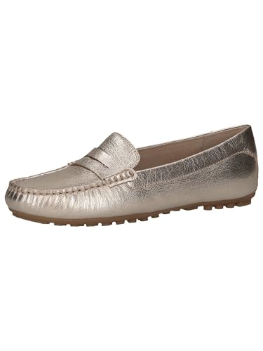 CAPRICE Damen Mokassins aus Leder Elegant, Metallisch (Platin Metal.), 42 EU von CAPRICE