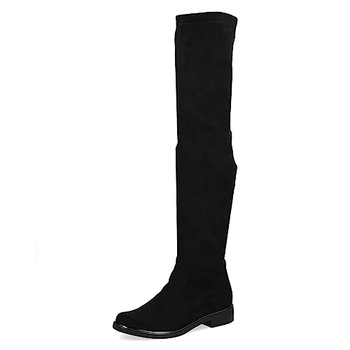 CAPRICE Damen Overknee Stiefel Flach Elegant Weite G, Schwarz (Black Stretch), 38 EU von CAPRICE