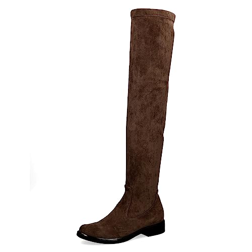 CAPRICE Damen Overknee Stiefel Flach Elegant Weite G, Braun (Dk Brn Stretch), 37.5 EU von CAPRICE