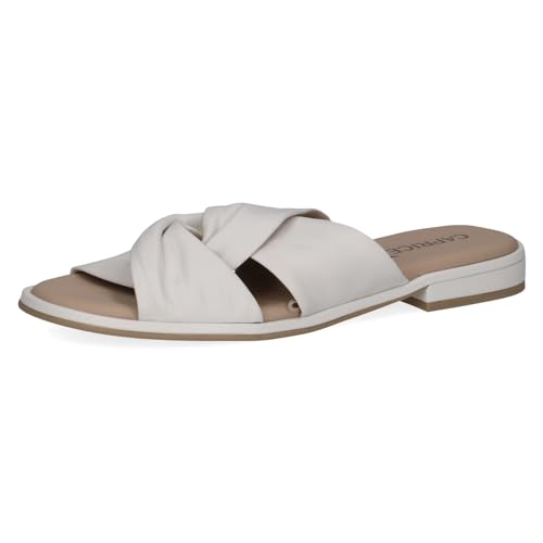 CAPRICE Damen Pantoletten aus Leder Bequem, Weiß (White Nappa), 37 EU von CAPRICE