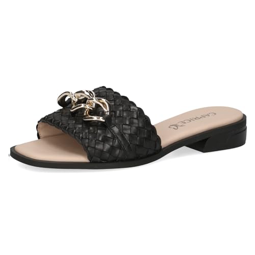 CAPRICE Damen Pantoletten aus Leder mit Fußbett, Schwarz (Black Nappa), 40 EU von CAPRICE