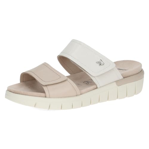 CAPRICE Damen Pantoletten aus Leder Plateau Schuhweite H Mehrweite, Beige (Beige Comb), 39 EU von CAPRICE