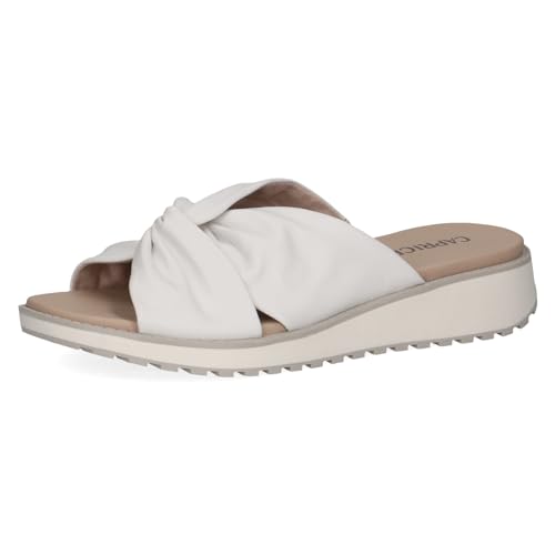 CAPRICE Damen Pantoletten aus Leder mit Fußbett, Weiß (White Nappa), 38 EU von CAPRICE