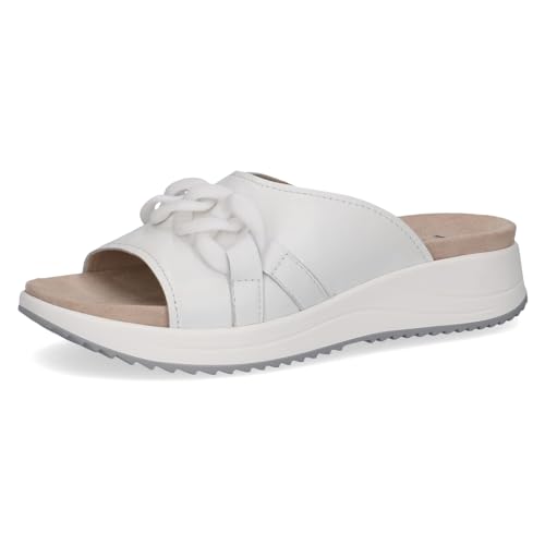 CAPRICE Damen Pantoletten aus Leder Bequem, Weiß (White Nappa), 41 EU von CAPRICE