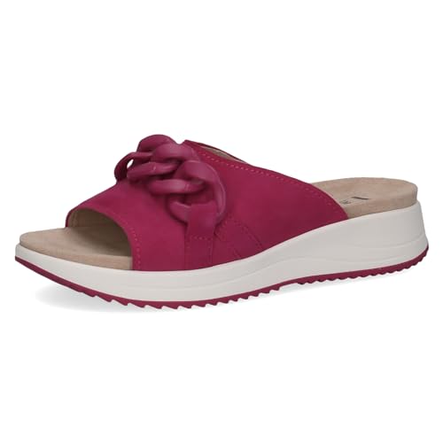 CAPRICE Damen Pantoletten aus Leder Bequem, Lila (Fuchsia Suede), 40 EU von CAPRICE