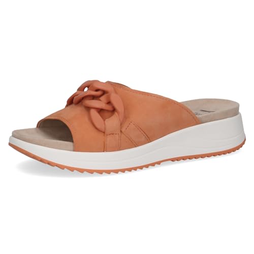 CAPRICE Damen Pantoletten aus Leder Bequem, Orange (Orange Suede), 37 EU von CAPRICE