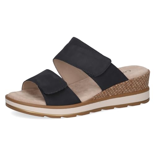 CAPRICE Damen Pantoletten aus Leder mit Fußbett, Blau (Ocean Nubuc), 40 EU von CAPRICE