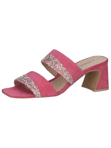 CAPRICE Damen Pantoletten aus Leder mit Absatz, Lila (Fuchsia Suede), 37 EU von CAPRICE
