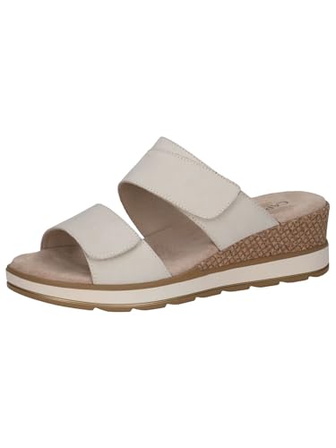 CAPRICE Damen Pantoletten aus Leder mit Fußbett, Beige (Snow Nubuc), 40 EU von CAPRICE