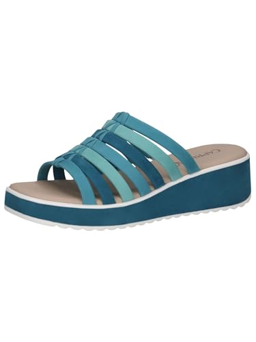 CAPRICE Damen Pantoletten aus Leder mit Keilabsatz, Blau (Blue Comb), 41 EU von CAPRICE