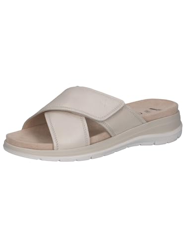 CAPRICE Damen Pantoletten aus Leder mit Klettverschluss, Beige (Pearl Nappa), 36 EU von CAPRICE