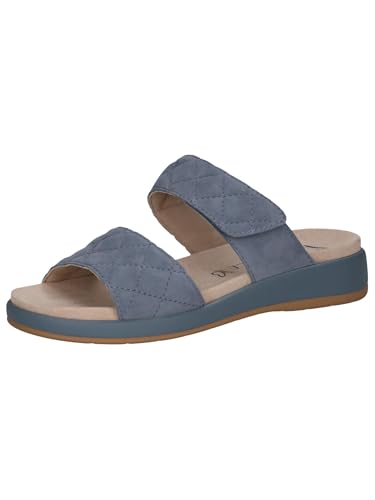CAPRICE Damen Pantoletten aus Leder mit Klettverschluss, Blau (Lt.Blue Suede), 41 EU von CAPRICE