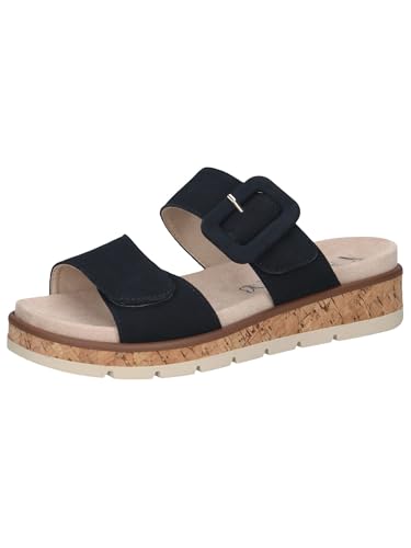 CAPRICE Damen Pantoletten aus Leder mit Schließe, Blau (Ocean Suede), 42 EU von CAPRICE