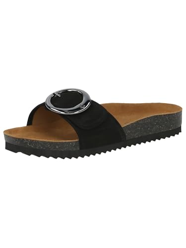 CAPRICE Damen Pantoletten aus Leder mit Schließe, Schwarz (Black Nubuc), 37 EU von CAPRICE