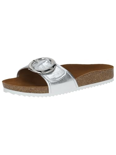 CAPRICE Damen Pantoletten aus Leder mit Schließe, Silber (Silver Metal.), 40 EU von CAPRICE