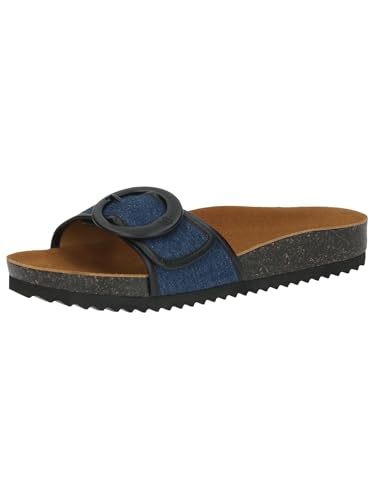 CAPRICE Damen Pantoletten mit Klettverschluss Sommer, Blau (Jeans/Black), 38 EU von CAPRICE