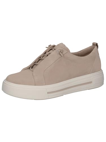 CAPRICE Damen Plateau Sneaker aus Leder Low Top, Beige (Sand Suede), 38.5 EU von CAPRICE