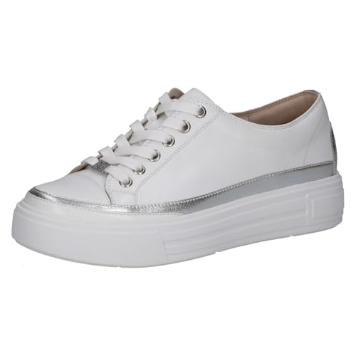 CAPRICE Damen Plateau Sneaker aus Leder zum Schnüren, Weiß (White Nappa Co), 37 EU von CAPRICE