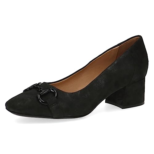 CAPRICE Damen Pumps Memotion aus Leder Kleiner Absatz Weite G, Schwarz (Black Pearl), 38 EU von CAPRICE