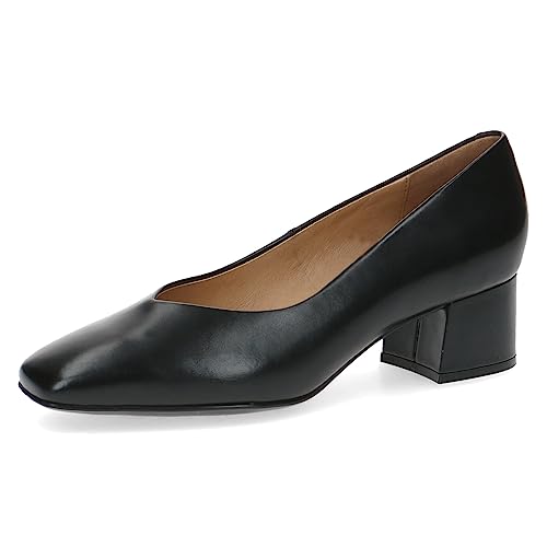 CAPRICE Damen Pumps Memotion aus Leder Kleiner Absatz Weite G, Schwarz (Black Nappa), 36 EU von CAPRICE