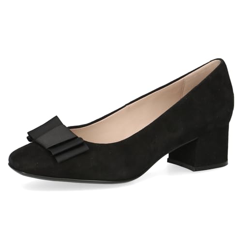 CAPRICE Damen Pumps aus Leder mit Trapezabsatz, Schwarz (Black Suede), 39 EU von CAPRICE