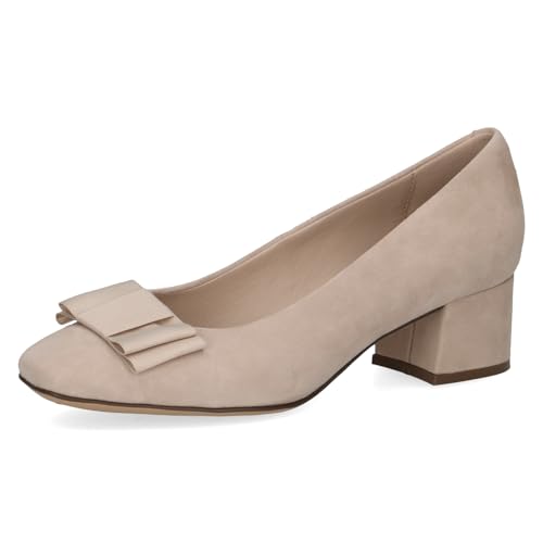 CAPRICE Damen Pumps aus Leder mit Trapezabsatz, Beige (Sand Suede), 36 EU von CAPRICE