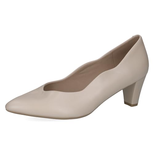 CAPRICE Damen Pumps aus Leder mit Trichterabsatz, Cremefarben (Cream Perlato), 38 EU von CAPRICE